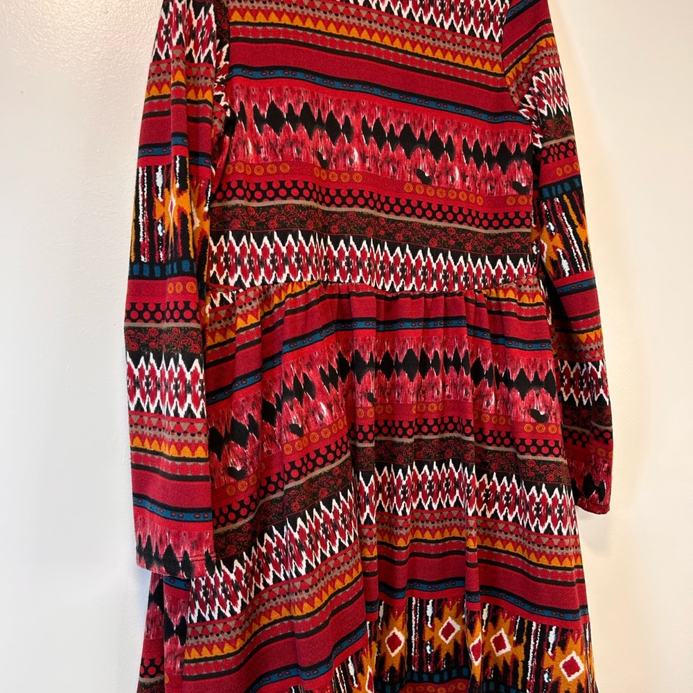 Pretty Young Thing Aztec Patterned Open Front Drape Cardigan Women's Size Large - Picture 5 of 8